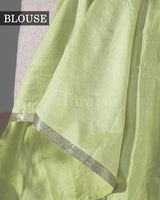 Pastel Bloom Tissue: Green Mysore Crepe Silk Saree