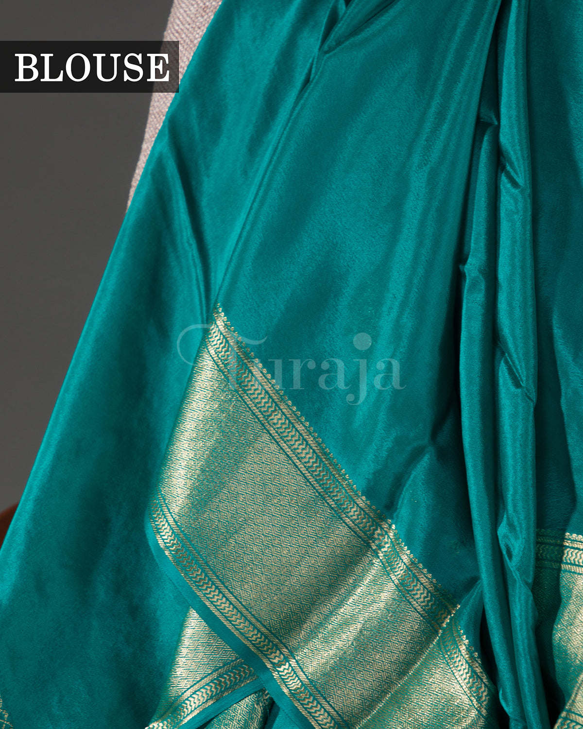Phoolkari Jaal Brocade: Rama Blue Mysore Crepe Silk Saree