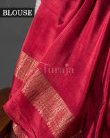 Antique Ruhani: Red Mysore Crepe Silk Saree