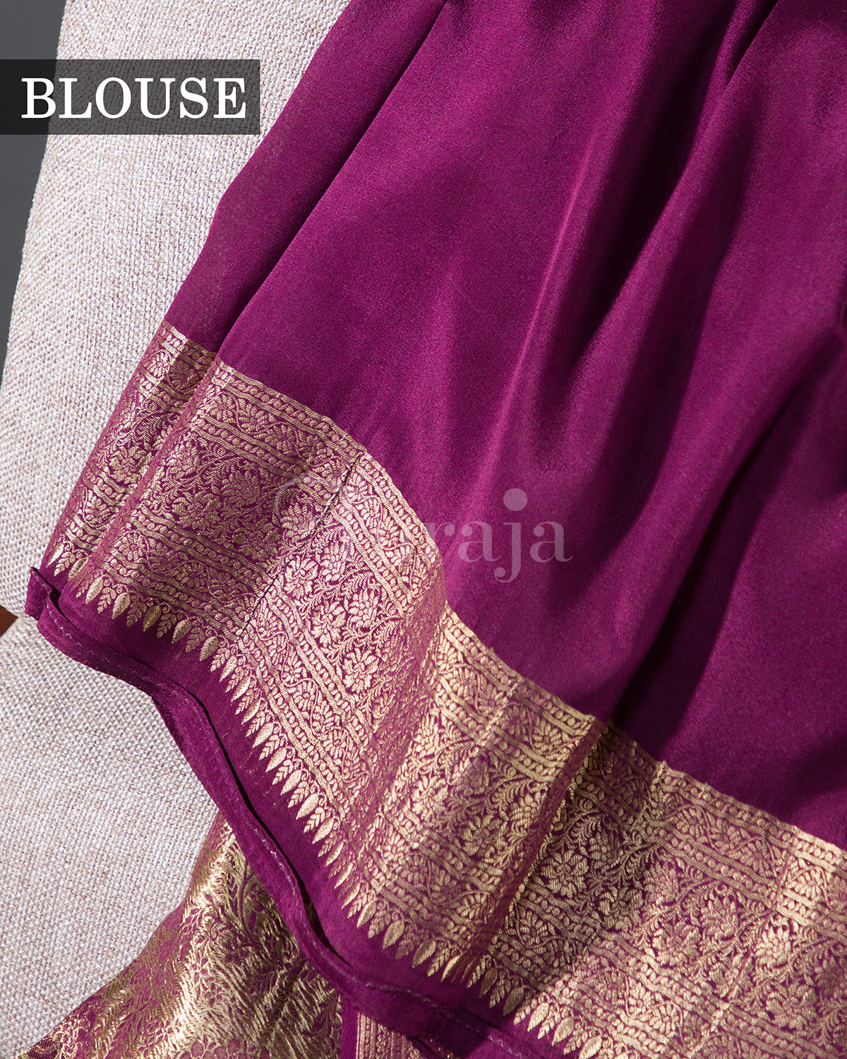 Jangla: Wine Brocade Mysore Crepe Silk Saree-view5