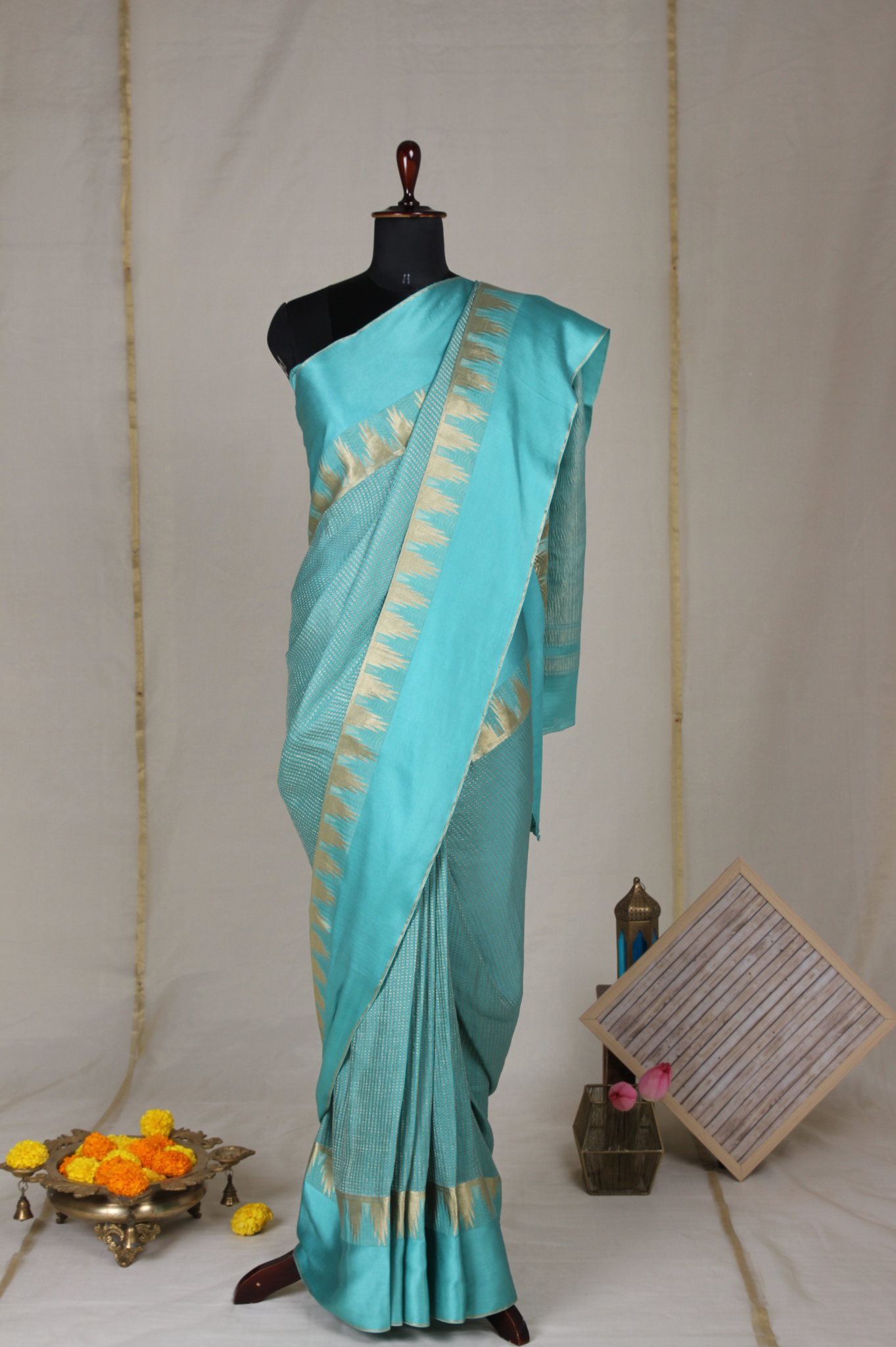 Minimal Muse: Ocean Blue Mysore Crepe Silk Saree
