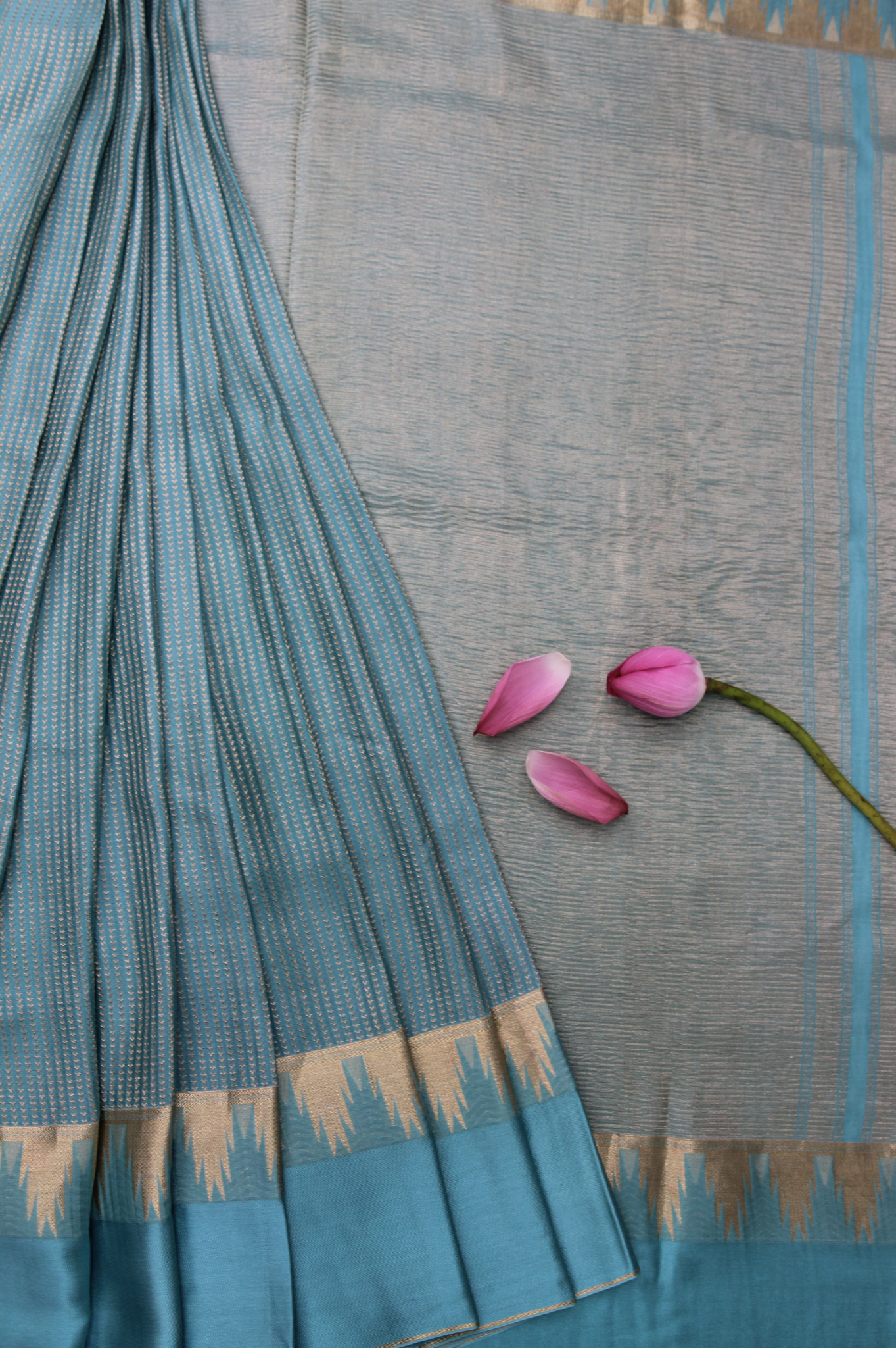 Minimal Muse: Ocean Blue Mysore Crepe Silk Saree