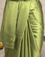 PLAIN SATIN SAREE - KHAKI