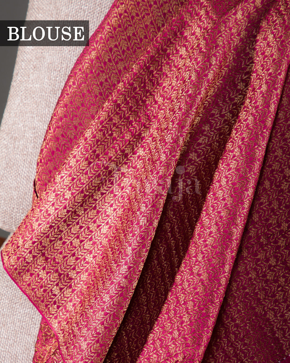 Saanjh: Rani Pink Brocade Mysore Crepe Silk Saree