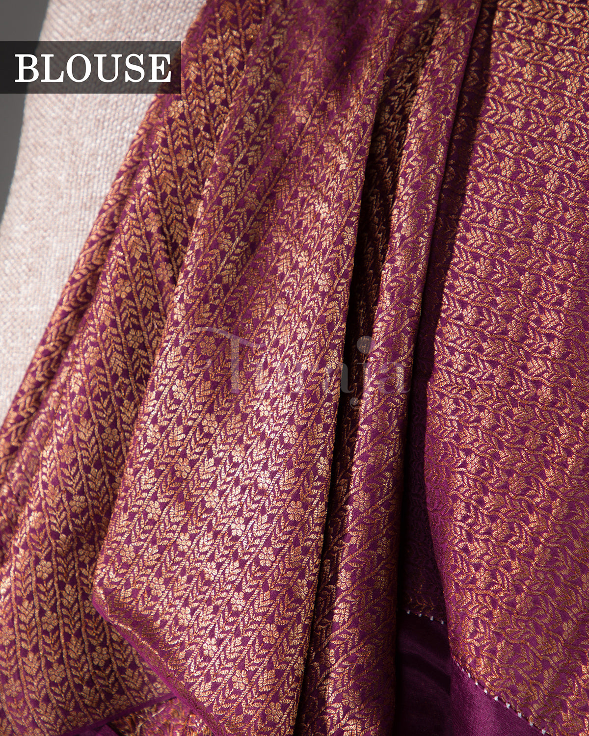 Saanjh: Wine Brocade Mysore Crepe Silk Saree