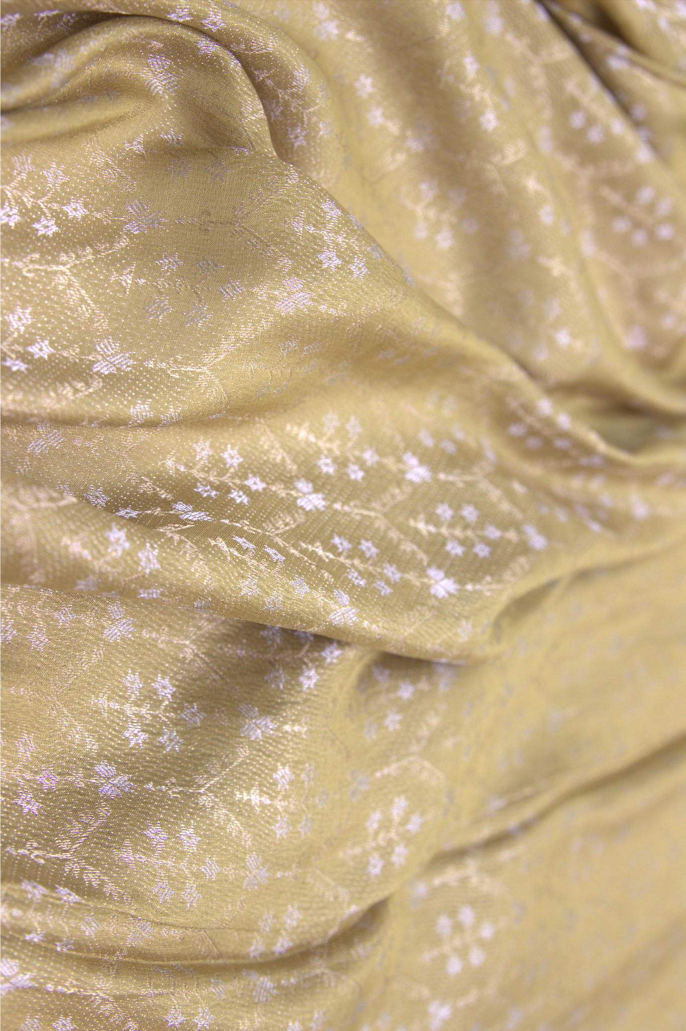 Tanabana: Sage Green Mysore Crepe Silk Saree