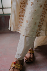 A women wearing beige chanderi salwar suit, party wear for women