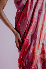 A woman wearing pure crepe saree, latest saree, new saree collection