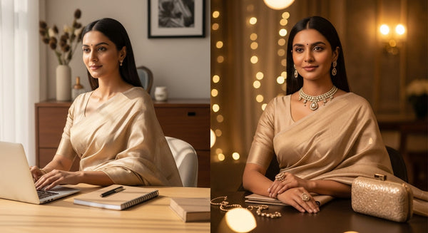 The 24-Hour Saree — Transitioning Crepe from Desk to Dinner
