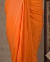 PLAIN CHIFFON SAREE - SAFFRON