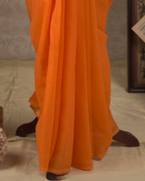 PLAIN CHIFFON SAREE - SAFFRON