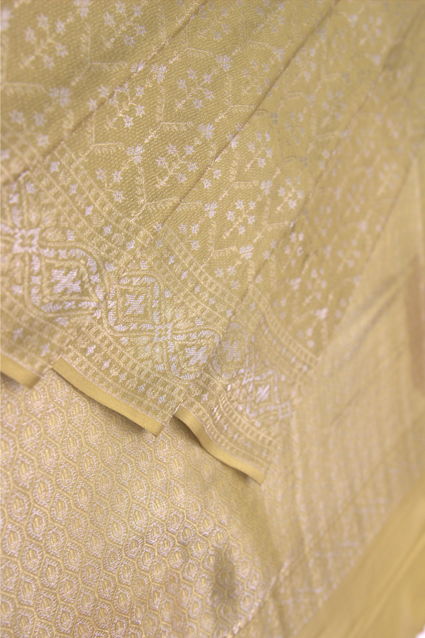 Tanabana: Sage Green Mysore Crepe Silk Saree