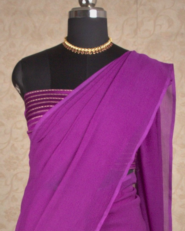 PLAIN CHIFFON SAREE - IRIS PURPLE