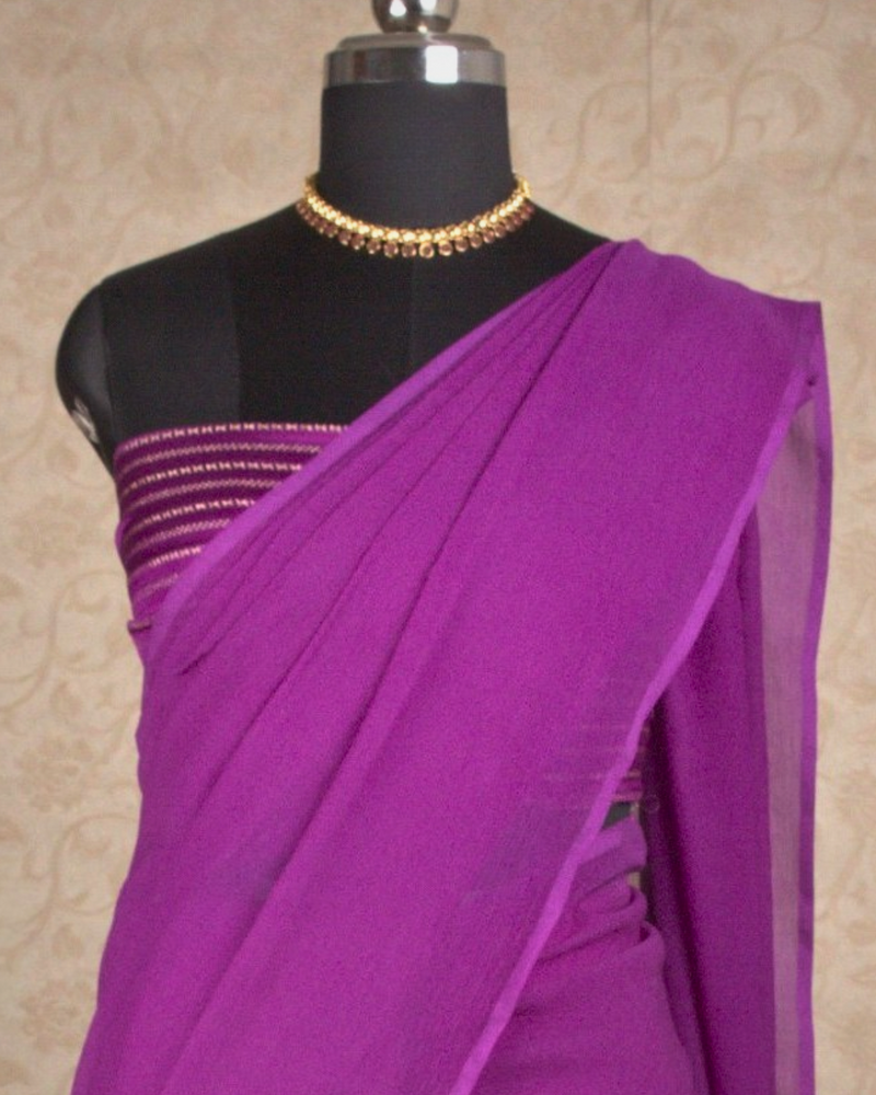 PLAIN CHIFFON SAREE - IRIS PURPLE