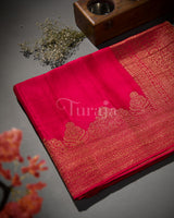 Antique Border: Red Mysore Crepe Silk Saree