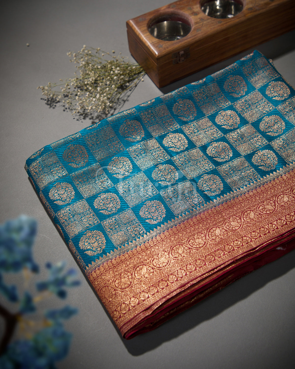 Neelambari: Blue Mysore Crepe Silk Saree