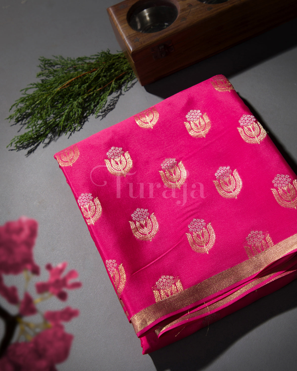 Moonlit: Pink Mysore Crepe Silk Saree