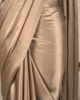 PLAIN SATIN SAREE - CHAMPAGNE