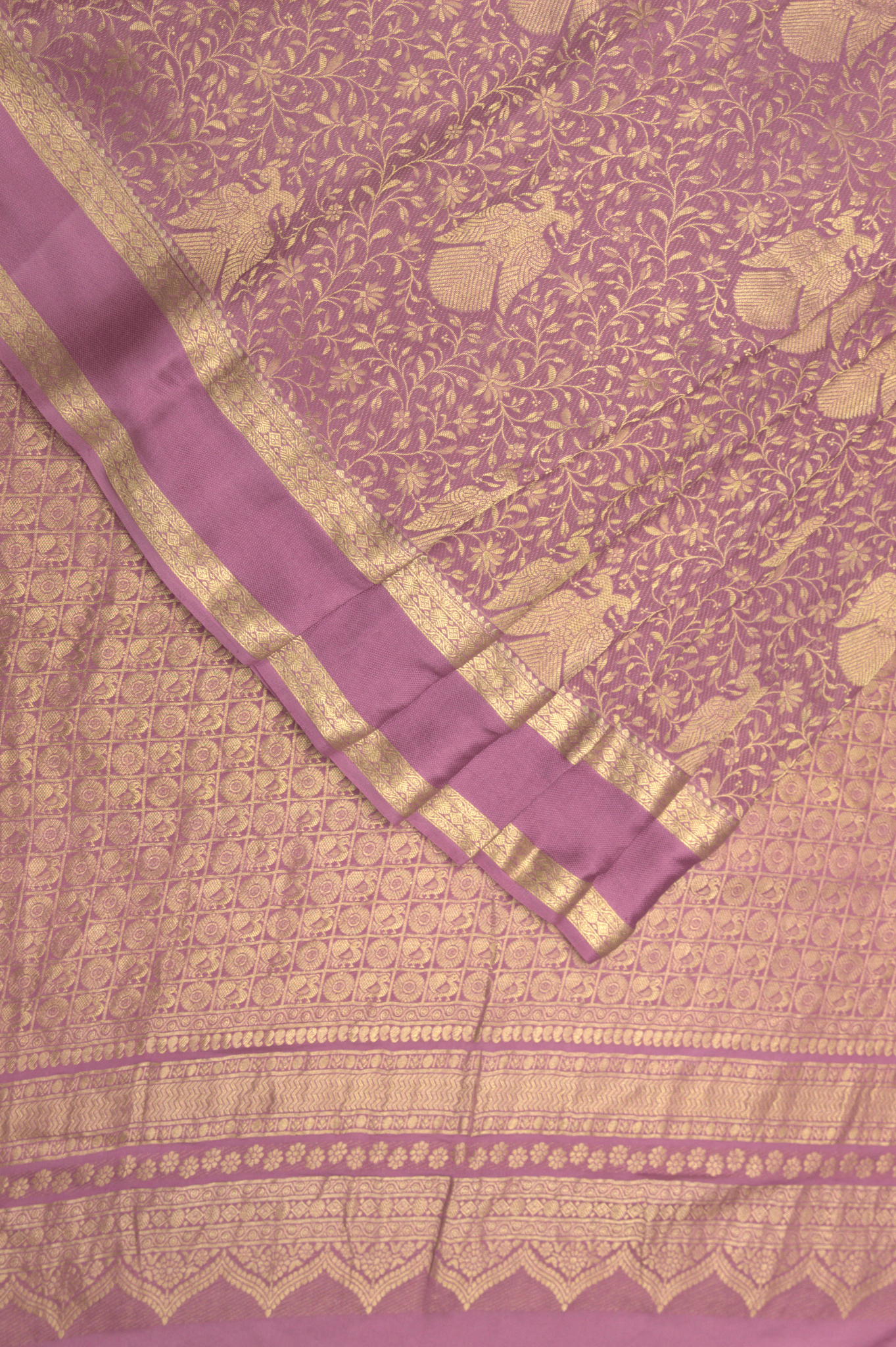 Brocade Peacock: Wine Mysore Crepe Silk Saree