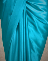 PLAIN SATIN SAREE - OCEAN BLUE