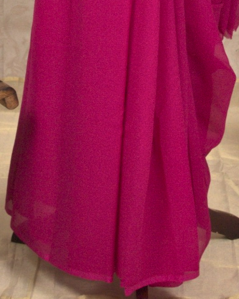 PLAIN CHIFFON SAREE - HAZE PINK