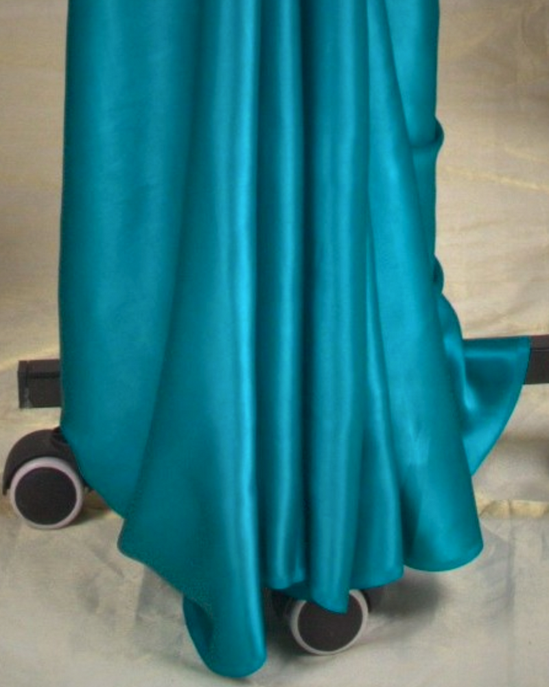 PLAIN SATIN SAREE - OCEAN BLUE