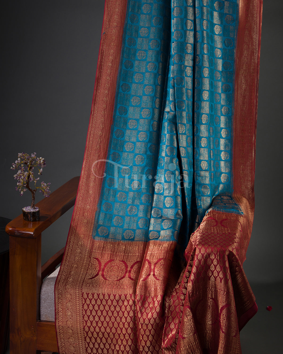 Neelambari: Blue Mysore Crepe Silk Saree