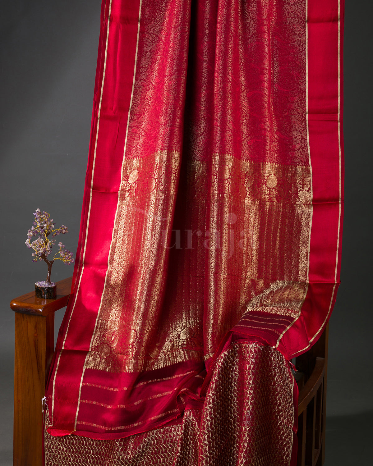 Royal Keri - Red Mysore Crepe Silk Saree (Copy)