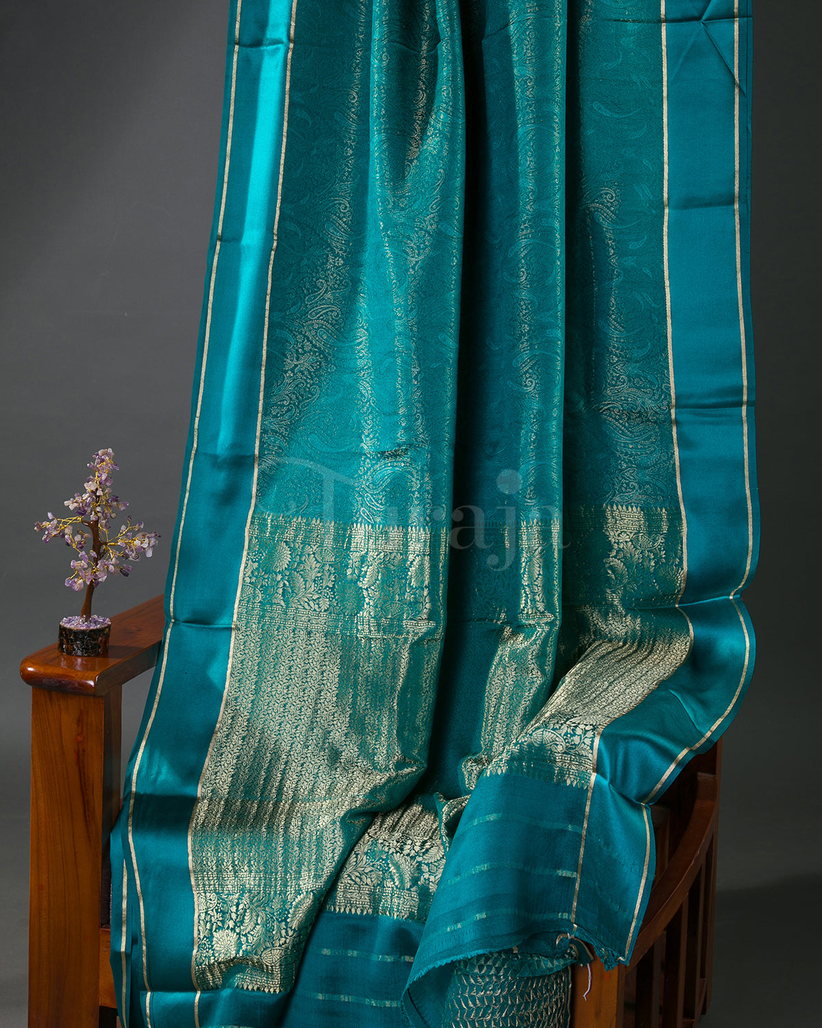 Royal Keri - Rama Blue Mysore Crepe Silk Saree