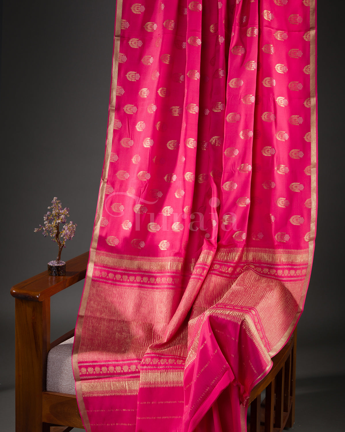 Moonlit: Pink Mysore Crepe Silk Saree
