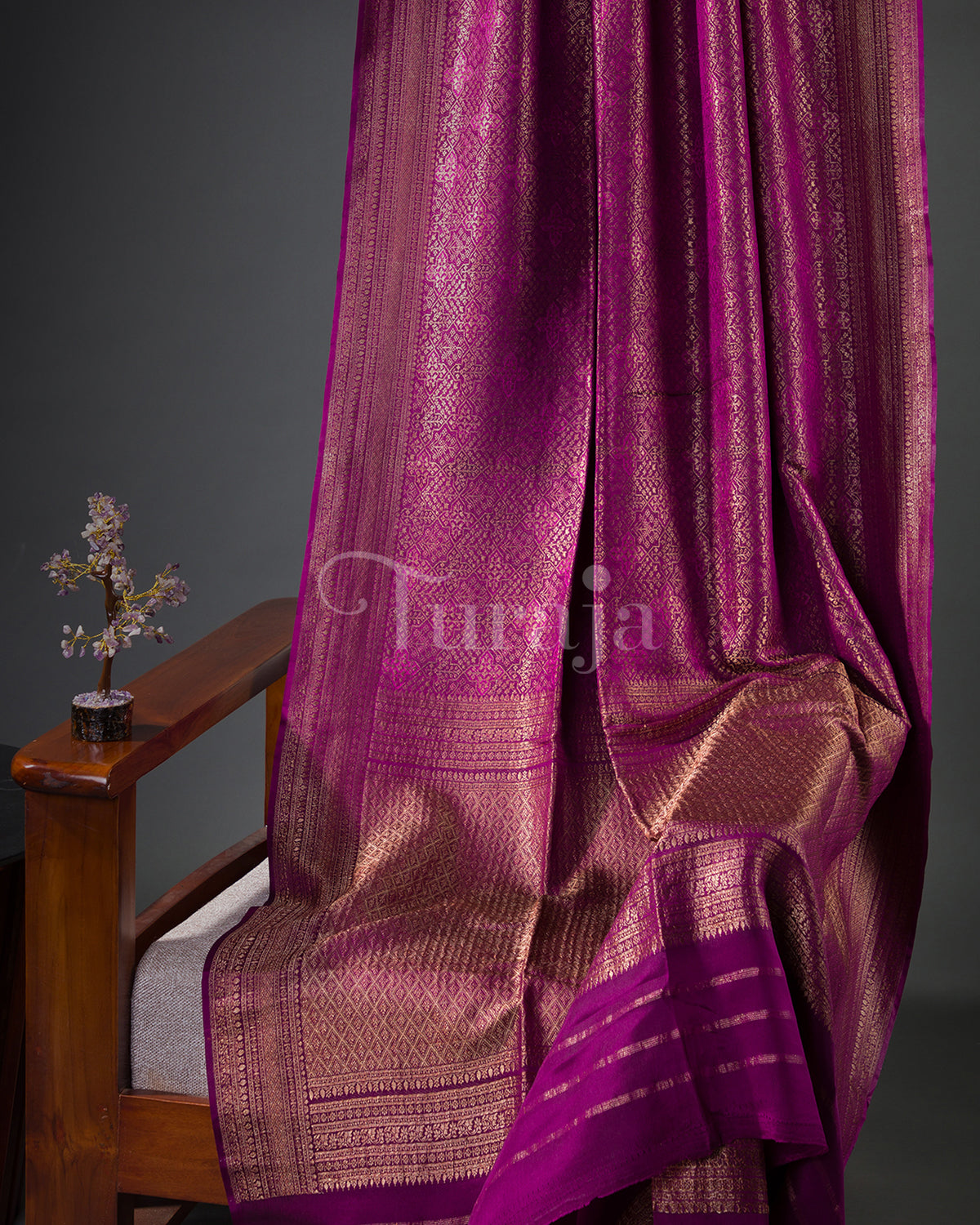 Rajeshwari: Royal Purple Mysore Crepe Silk Saree