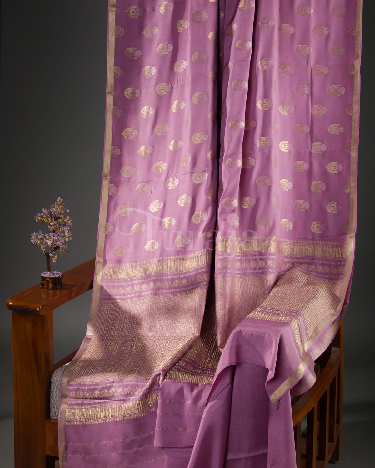 Moonlit: Lavender Mysore Crepe Silk Saree