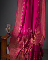 Antique Border: Rani Pink Mysore Crepe Silk Saree
