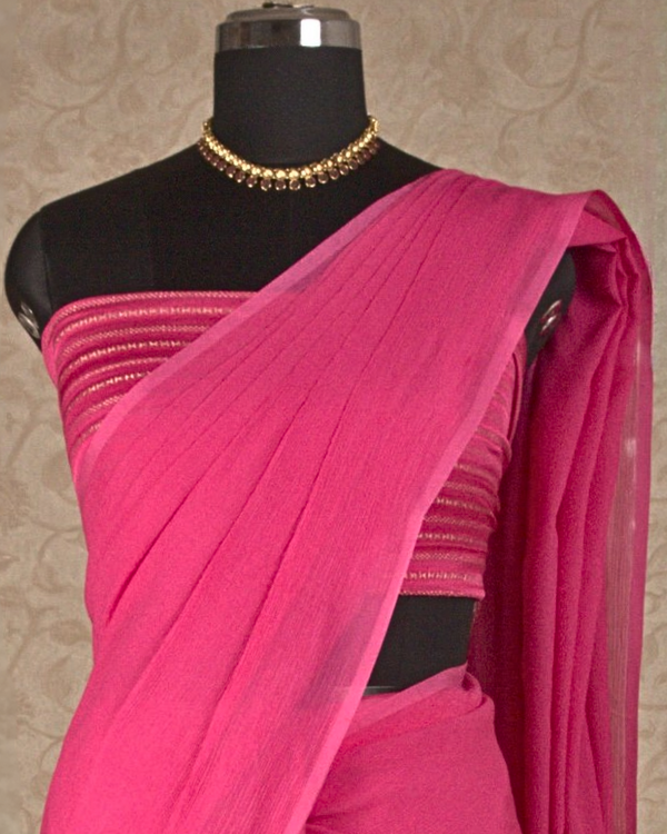 PLAIN CHIFFON SAREE - BLUSH PINK