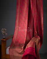 Single Tone Brocade: Red Mysore Crepe Silk Saree