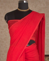 PLAIN CHIFFON SAREE - RED