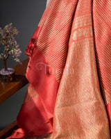 Sunset Weave: Rust Orange Mysore Crepe Silk Saree