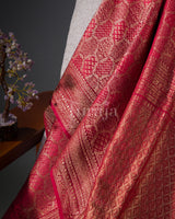 Single Tone Brocade: Red Mysore Crepe Silk Saree