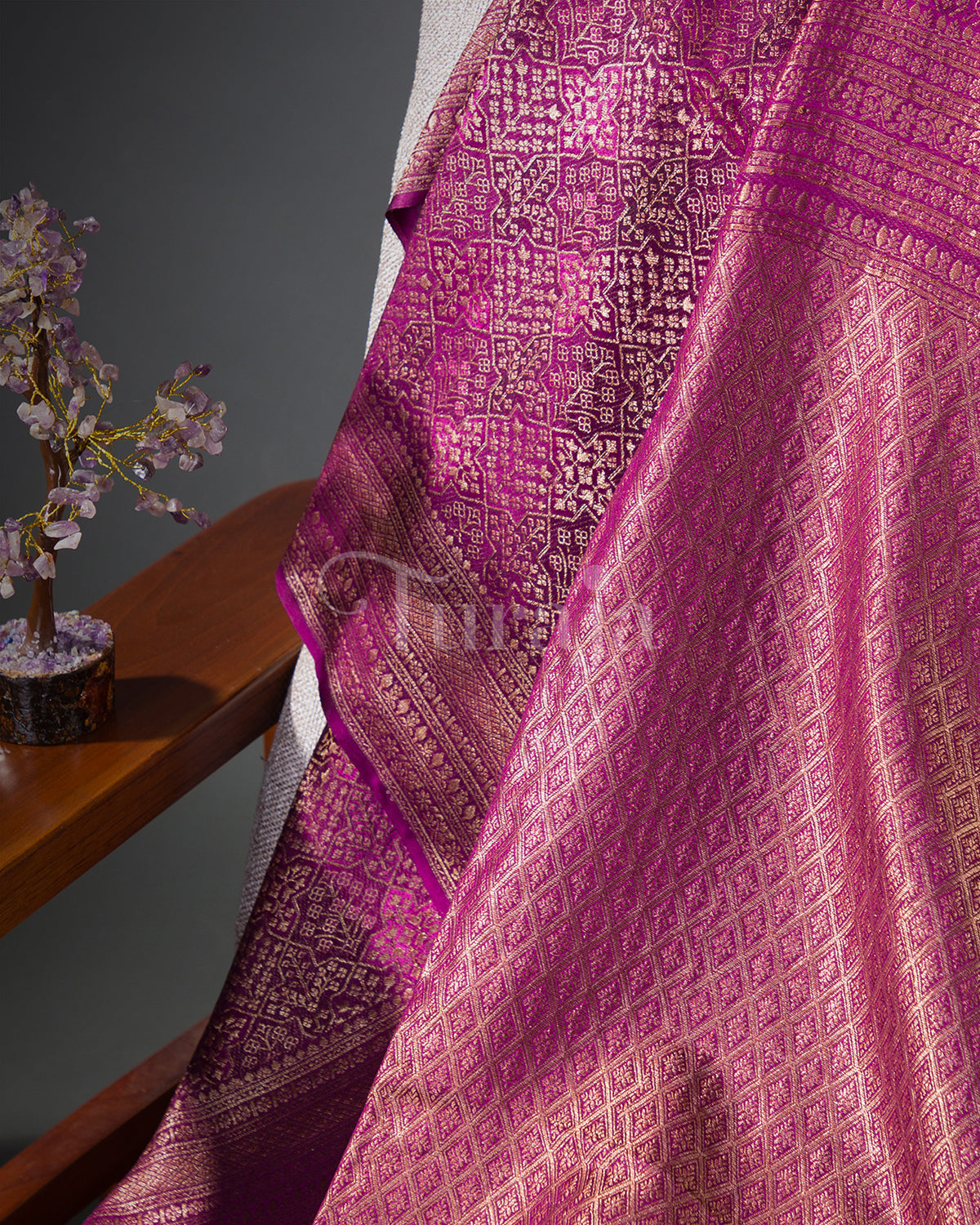 Rajeshwari: Royal Purple Mysore Crepe Silk Saree