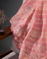 Pastel Bloom Tissue: Pink Mysore Crepe Silk Saree