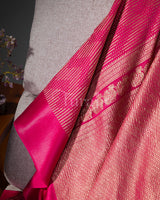 Sunset Weave: Rani Pink Mysore Crepe Silk Saree