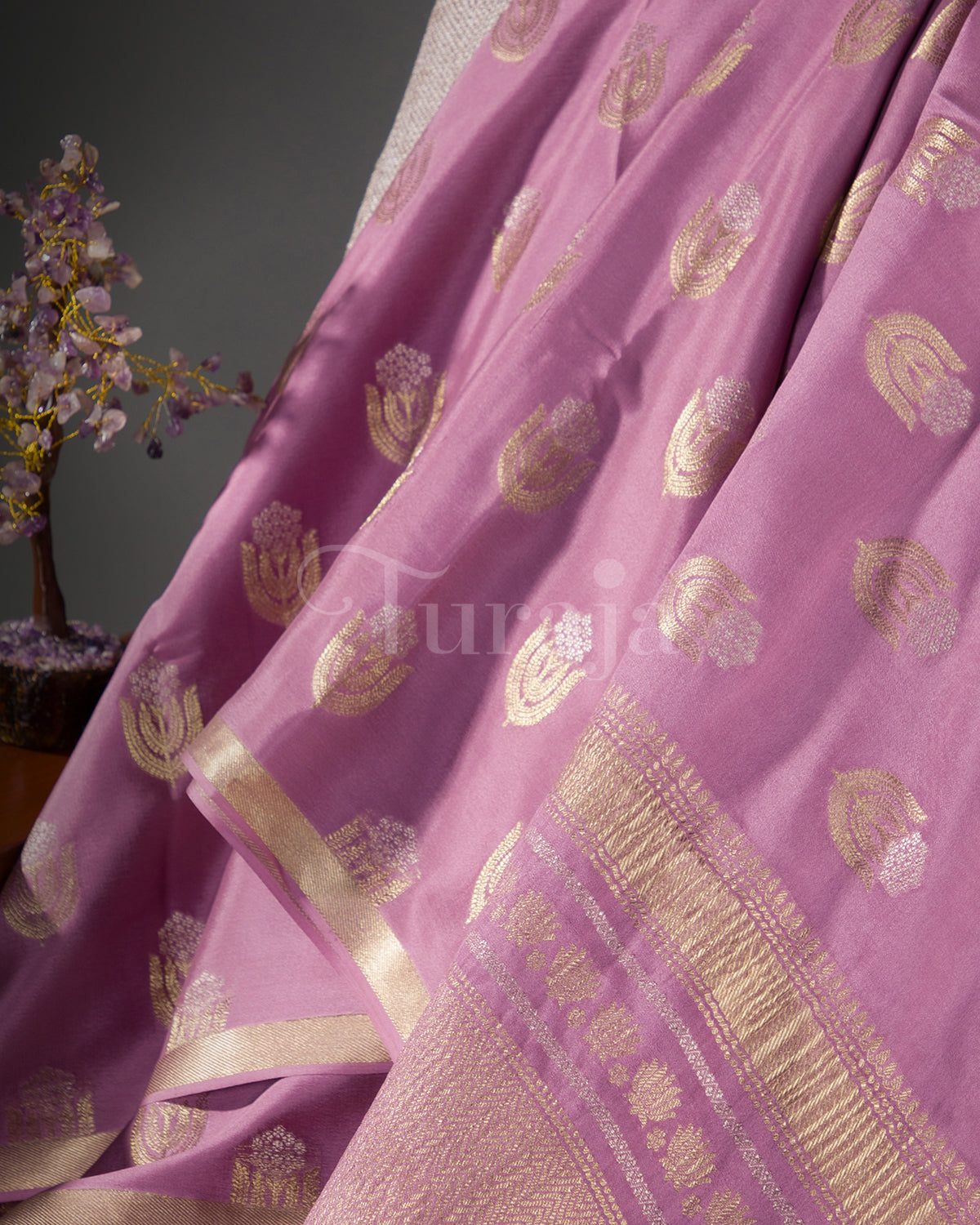 Moonlit: Lavender Mysore Crepe Silk Saree