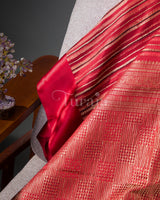 Timeless Stripes: Red Mysore Crepe Silk Saree-view3