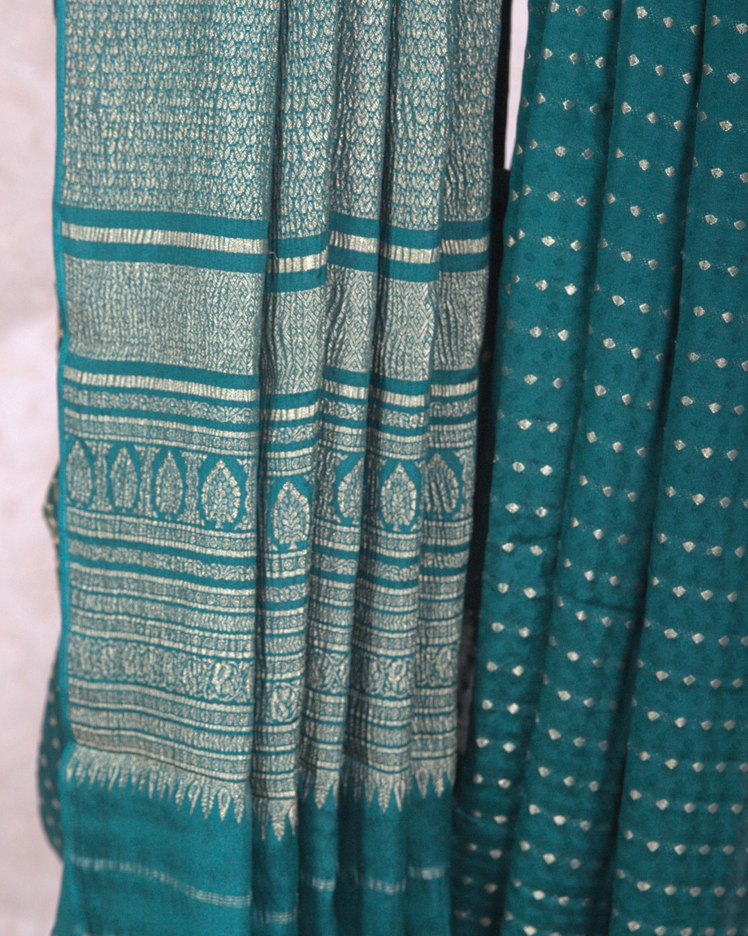 Noor: Bottle Green Mysore Crepe Silk Saree