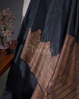 Antique Border: Black Mysore Crepe Silk Saree