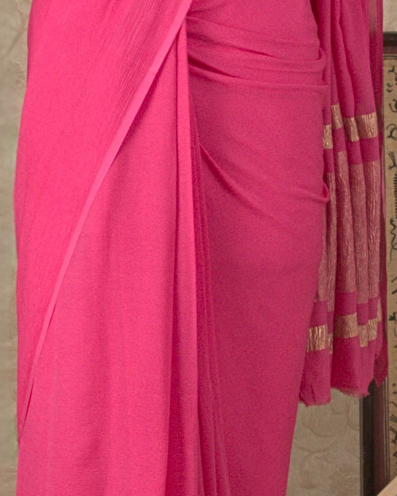 PLAIN CHIFFON SAREE - BLUSH PINK