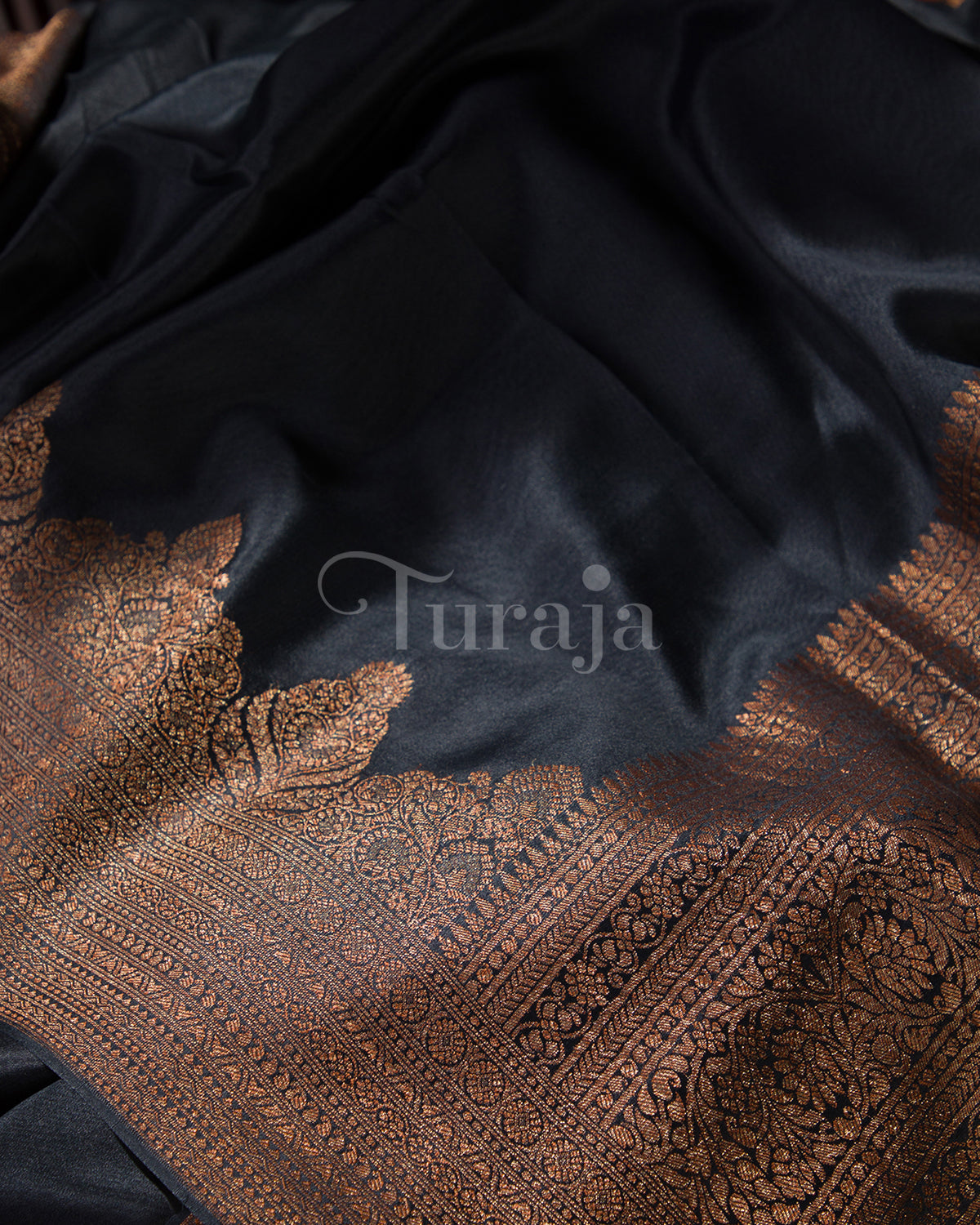 Antique Border: Black Mysore Crepe Silk Saree