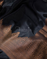 Antique Border: Black Mysore Crepe Silk Saree