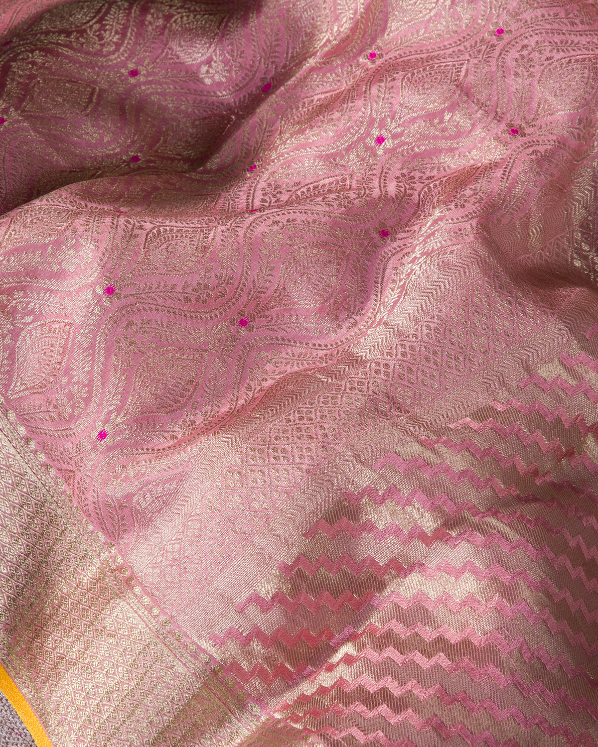 Meenakari Jaal - Pink Mysore Crepe Silk Saree