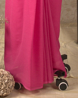 PLAIN CHIFFON SAREE - BLUSH PINK